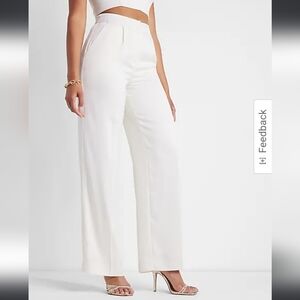NWT Express X Rachel Zoe Wide Leg Satin Cream White Pant Size 6